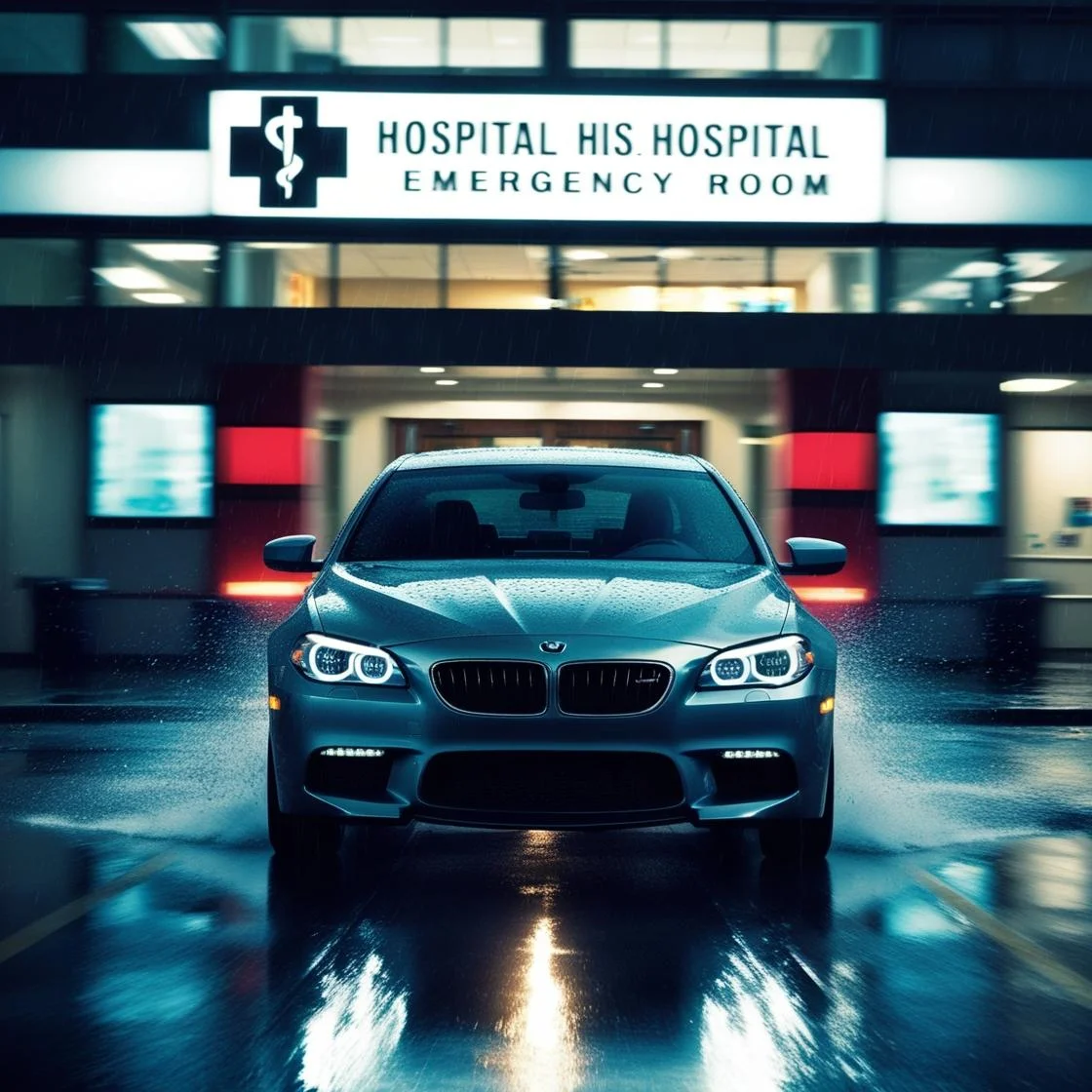 Llegando a emergencias de hospital en automóvil